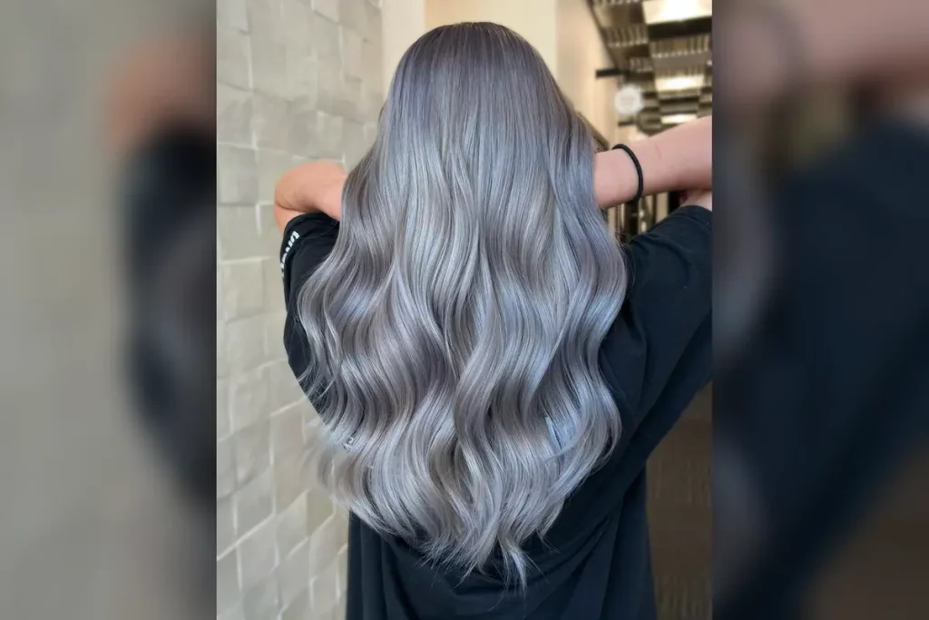 Woman with metallic hair color