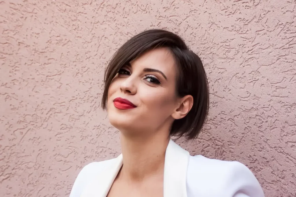 Woman with short hairstyle
