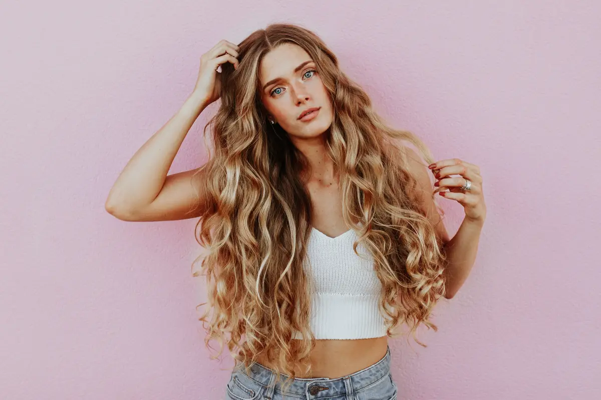 Woman with very long hairstyle