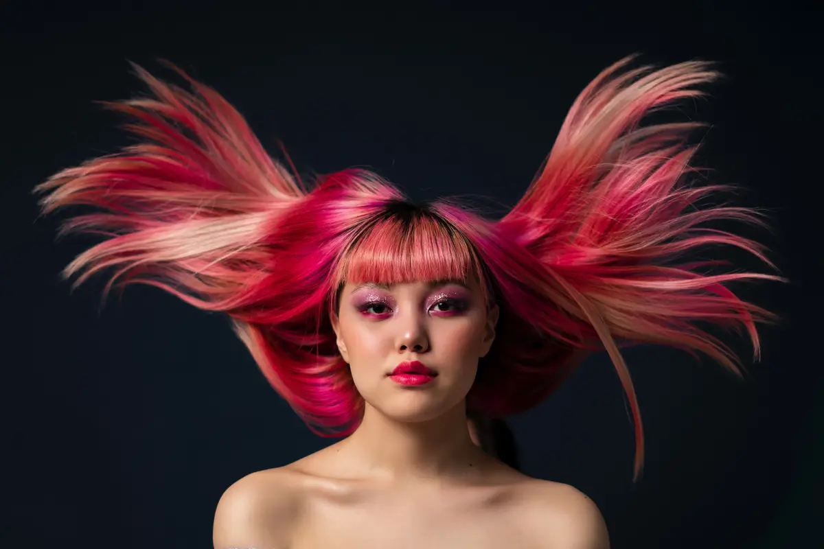 Woman with vibrant hair color